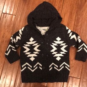 Genuine Kids black and White Aztec hooded sweater